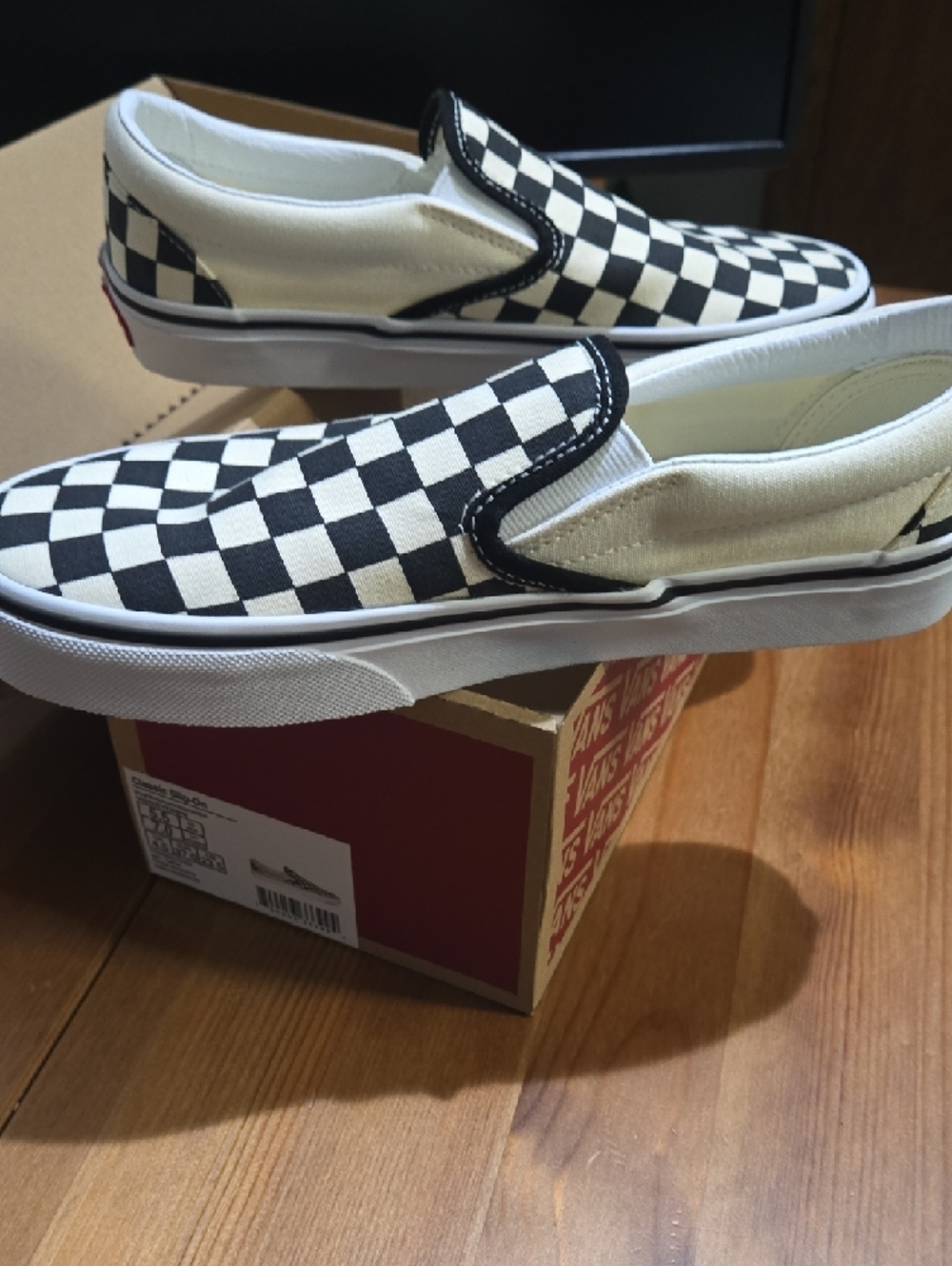 Vans Checkerboard Slip-On Sneakers in Black and White - Picture 5 of 9